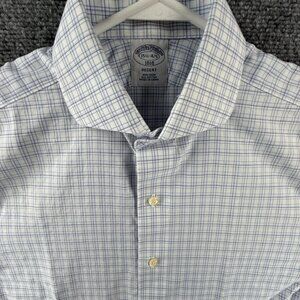 Brooks Brothers Non-Iron Regent Cotton 15.5 4/5 Check Blue Long Sleeve Shirt Men